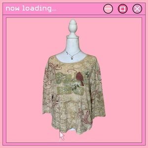 Studio Collections y2k rhinestone print cardinal sweater